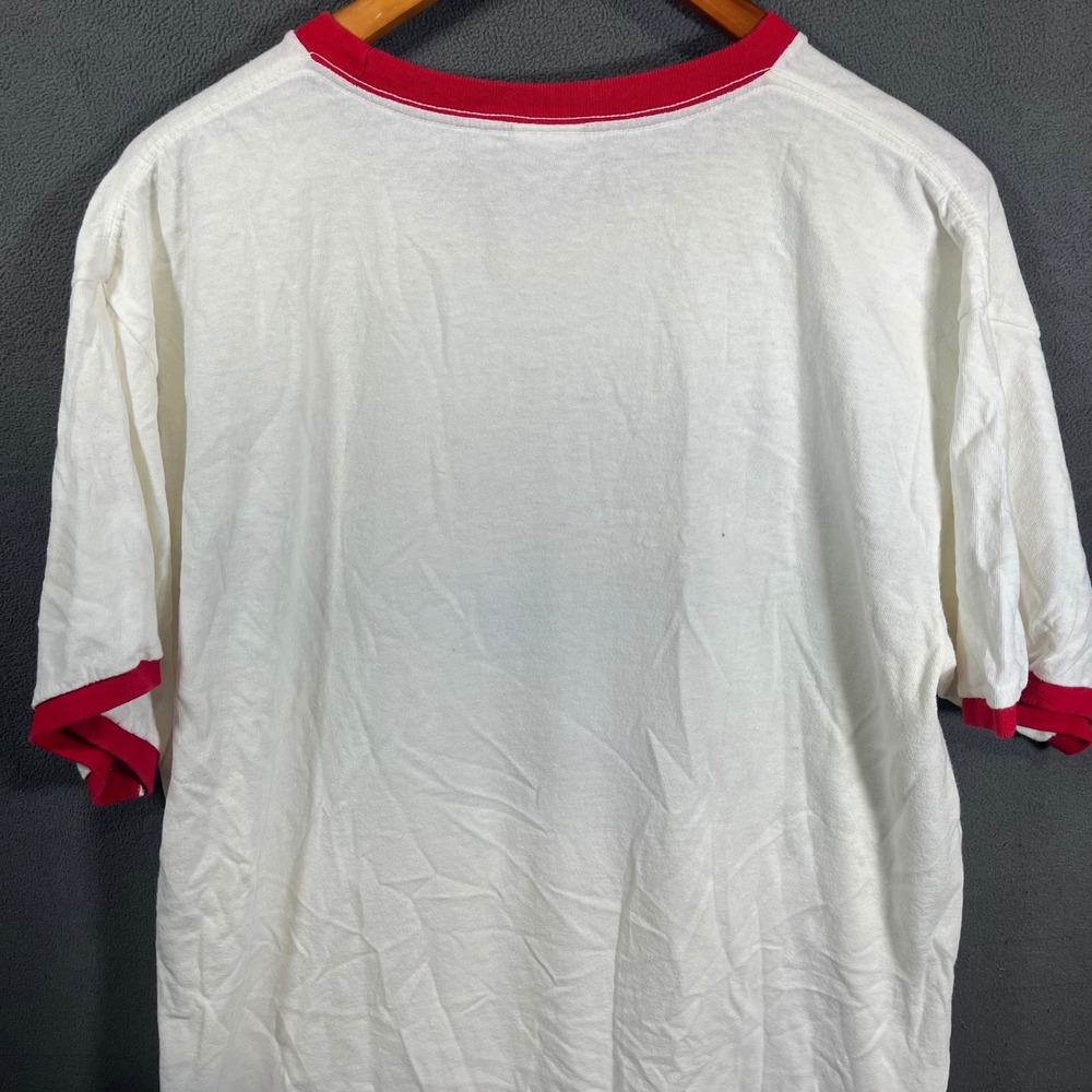 Anvil Kansas Jayhawks Ringer T-Shirt Mens XL White Red Vintage Collegiate - Picture 3 of 8